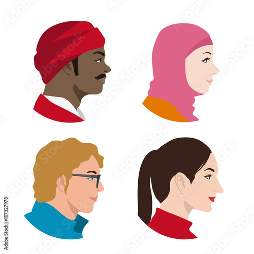 various races people profile icon, avatar, vector illustration