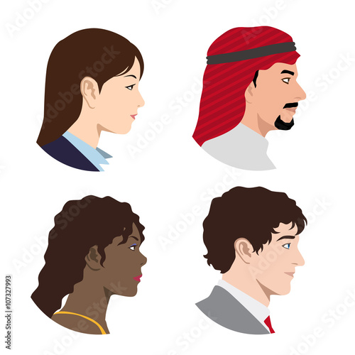various races people profile icon, avatar, vector illustration