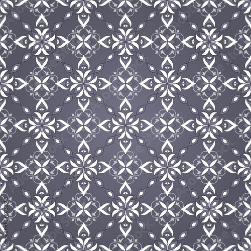 White gray decorative seamless texture on gray.
