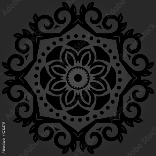 Oriental pattern with arabesques and floral elements. Traditional classic ornament