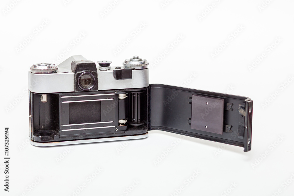 Rear view of vintage film camera