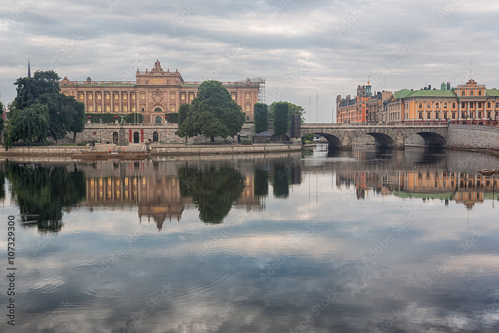 Fototapeta premium Parliament building in Stockholm, famous landmark.