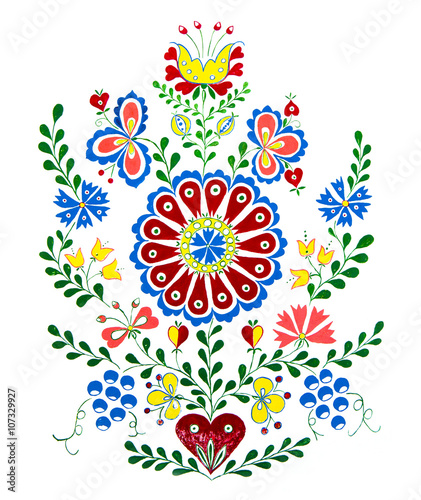 Traditional ornament for wine region in South Moravia, Slovacko, Czech Republic, isolated on white background