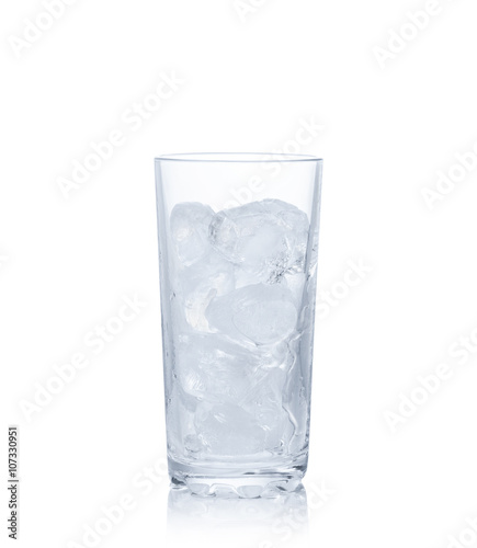 A glass with ice isolated on white background.