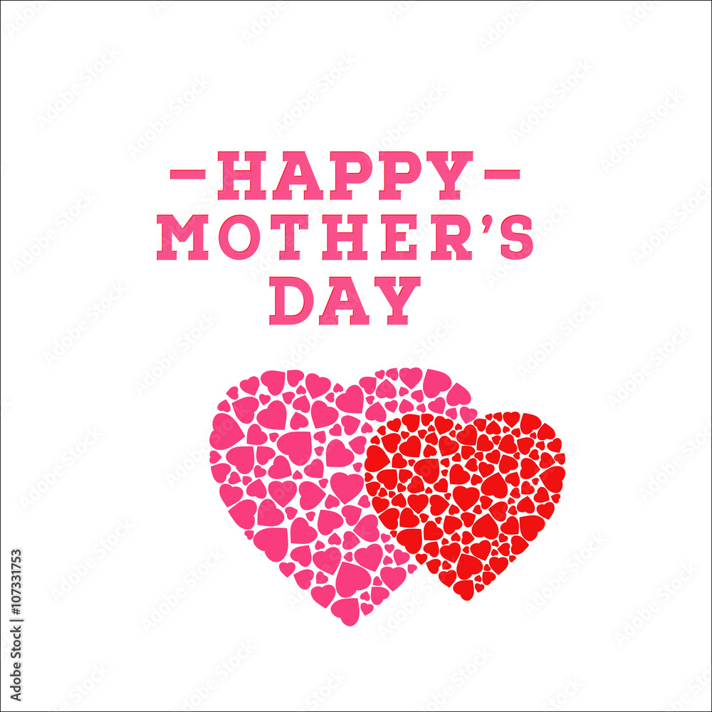 Happy Mother's day inscription isolated on white background. Celebration greeting card design template.