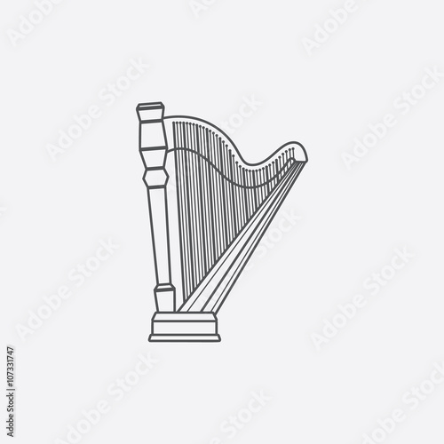 Harp icon of vector illustration for web and mobile