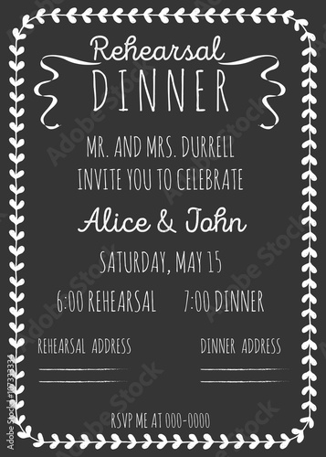 Vintage Wedding Invitation. Rehearsal dinner.