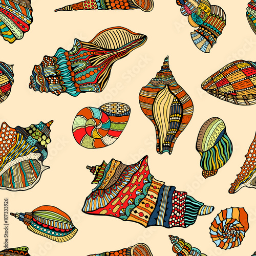 sea cockleshell seamless pattern