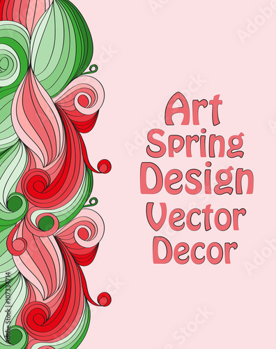 vector card with a decorative abstract wave pattern from curls