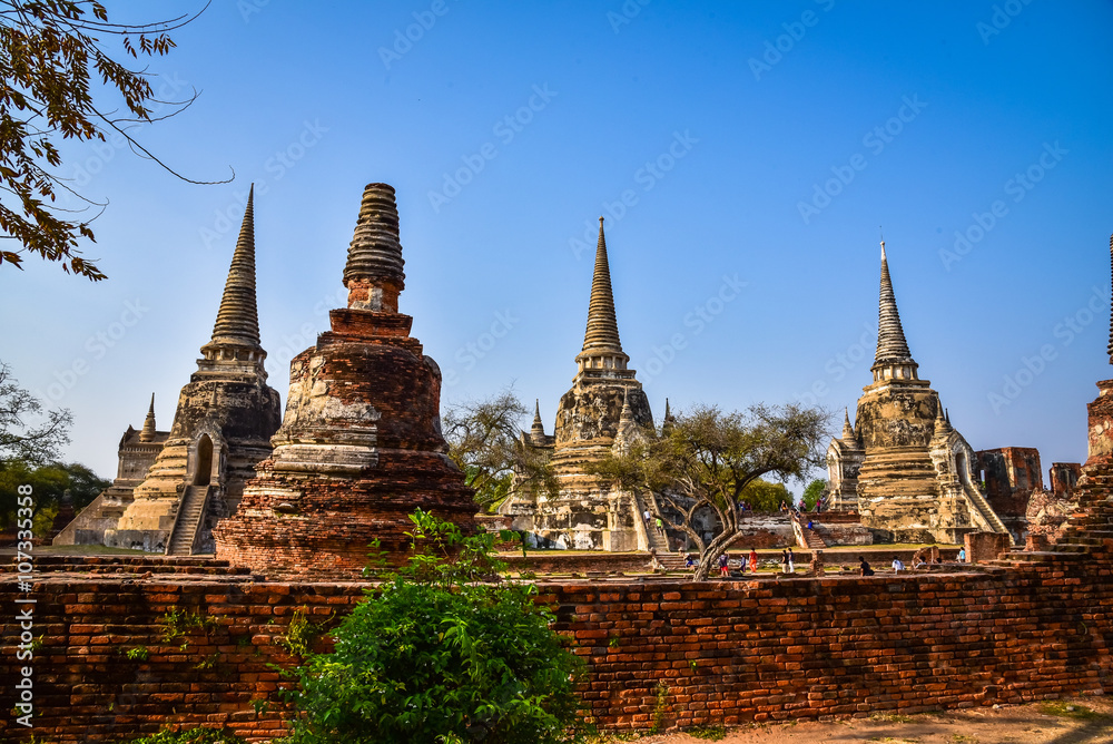 Ancient Pagoda of Wat Phra Sri Sanphet the world heritage site in ayutthaya, Thailand