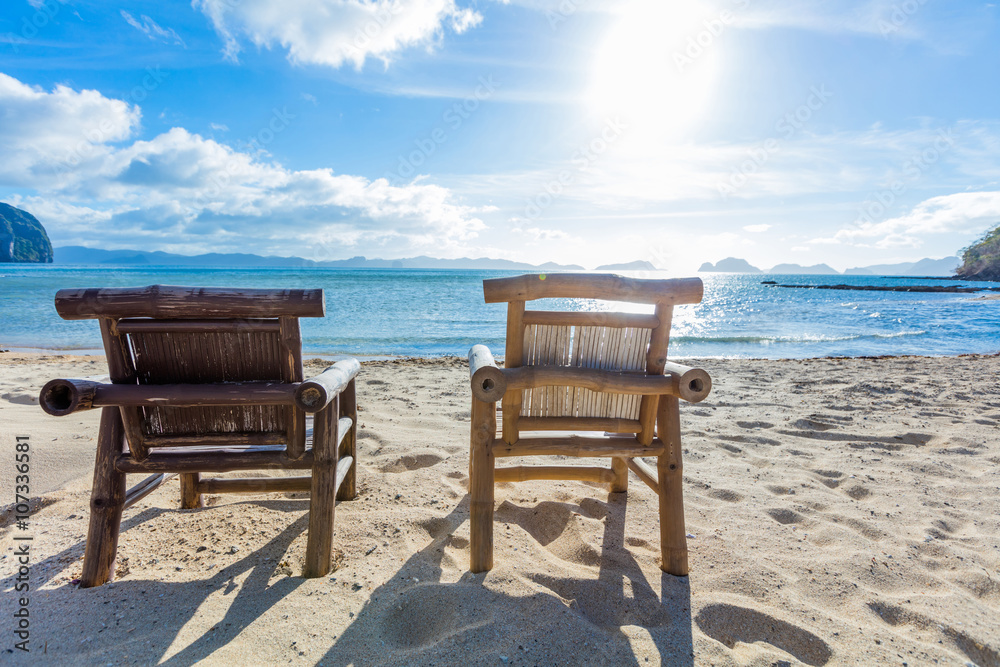 Deckchairs on the beach