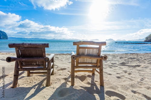 Deckchairs on the beach