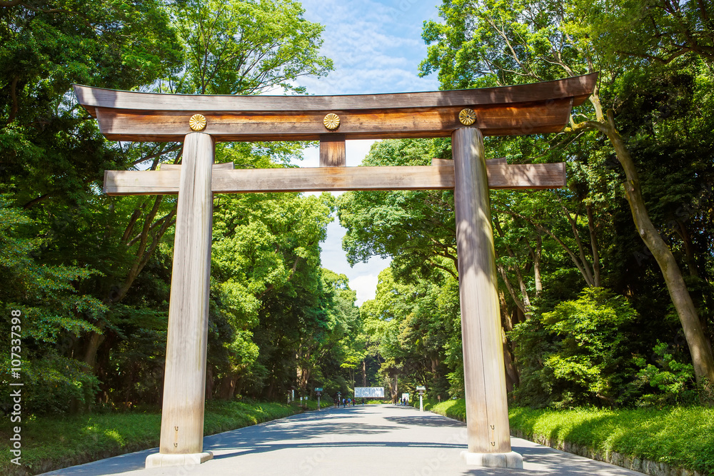 Torii of Meiji-jingu in Tokyo, Japan. Historical shrine Torii of Meiji-jingu in Tokyo, Japan. Historical shrine