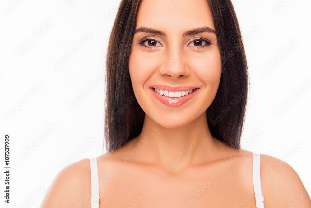 Portrait of pretty young woman with beaming smile Portrait of pretty young woman with beaming smile