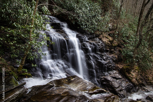 Soco Falls In North Carolina. Beautiful and popular Soco Falls in Maggie Valley  North Carolina.