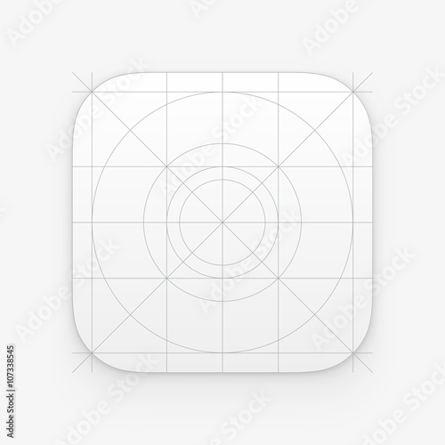 Application icon template with Guidelines, grids. Blank application icon for web and mobile. Vector isolated button photo