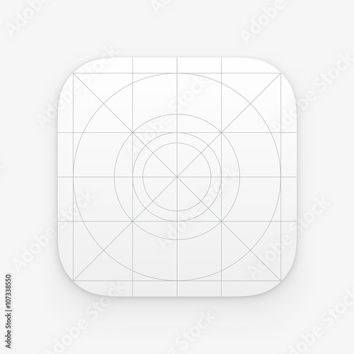 Application icon template with Guidelines  grids. Blank application icon for web and mobile. Vector isolated button