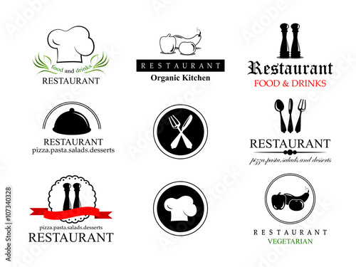 Restaurant Labels Set-Isolated On White Background-Vector Illustration,Graphic Design.Collection Of Restaurant, Bistro And Bar Icons