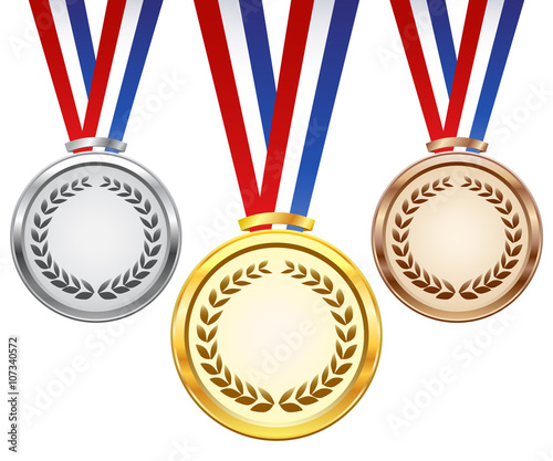 Gold, silver and bronze award medals