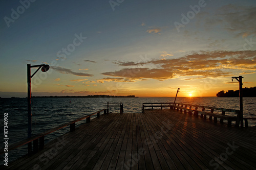 wooden jetty on sunny