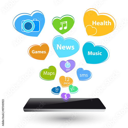 smart watch new technology electronic device with apps icons on