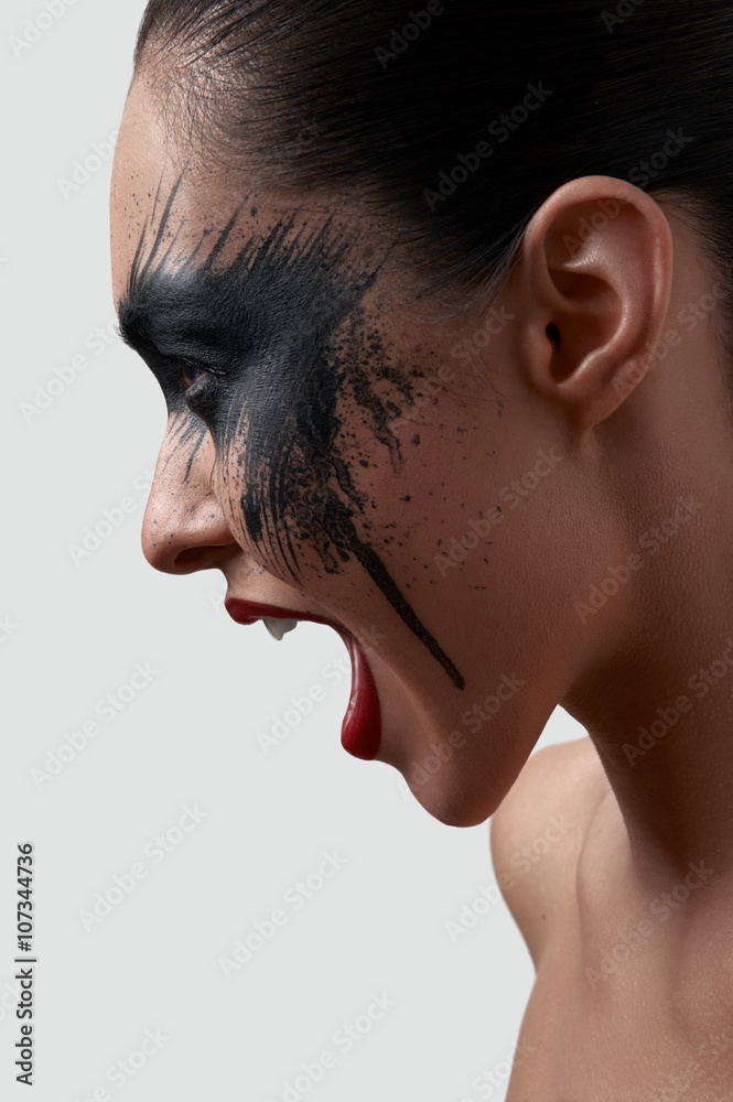 Fototapeta premium Beauty Female Model with opened Mouth