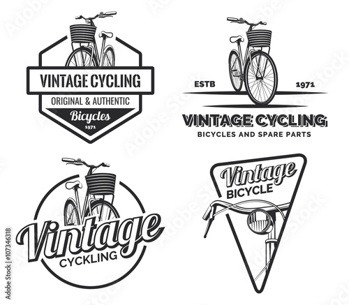 Set of vintage road bicycle labels.