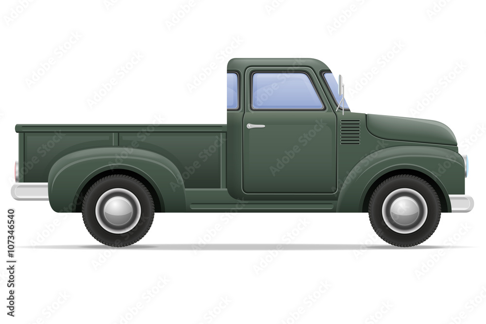 old retro car pickup vector illustration