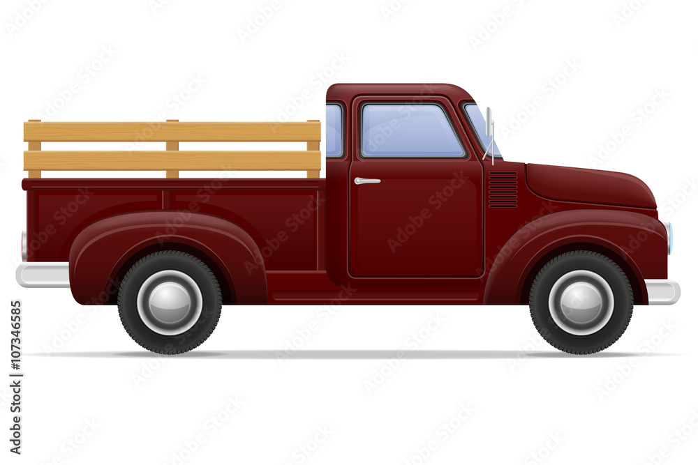 old retro car pickup vector illustration