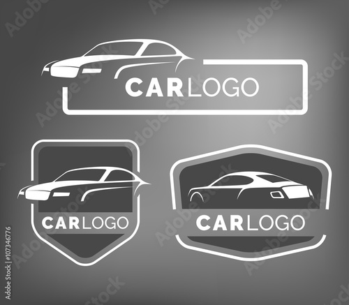 Set of modern car emblems, badges and icons.