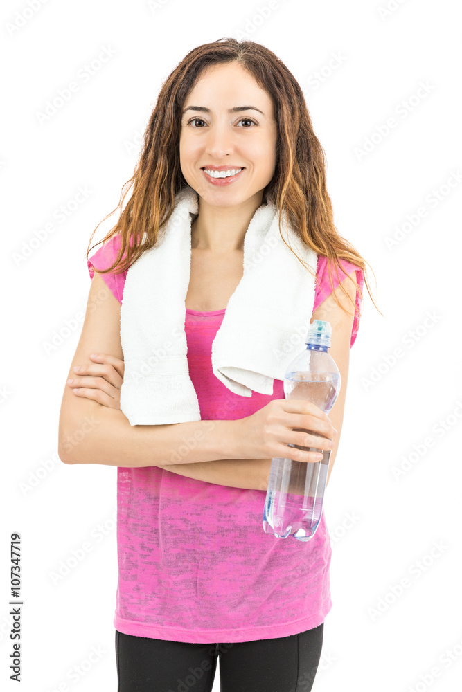 Fitness woman with a bottle of water Fitness woman with a bottle of water