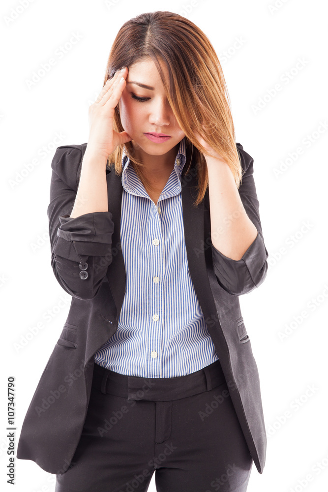 Businesswoman with a bad headache Businesswoman with a bad headache
