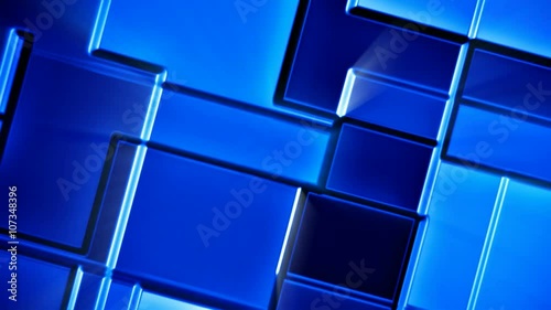 Seamless looping blue shiny mosaic tiles abstract motion background