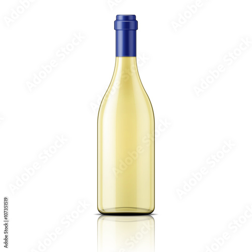 Transparent white wine bottle.