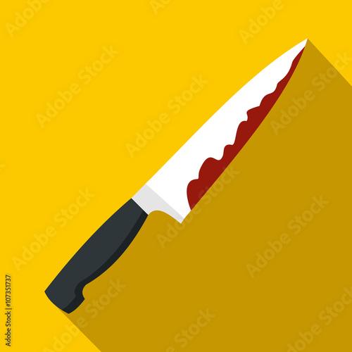 Knife with blood icon, flat style