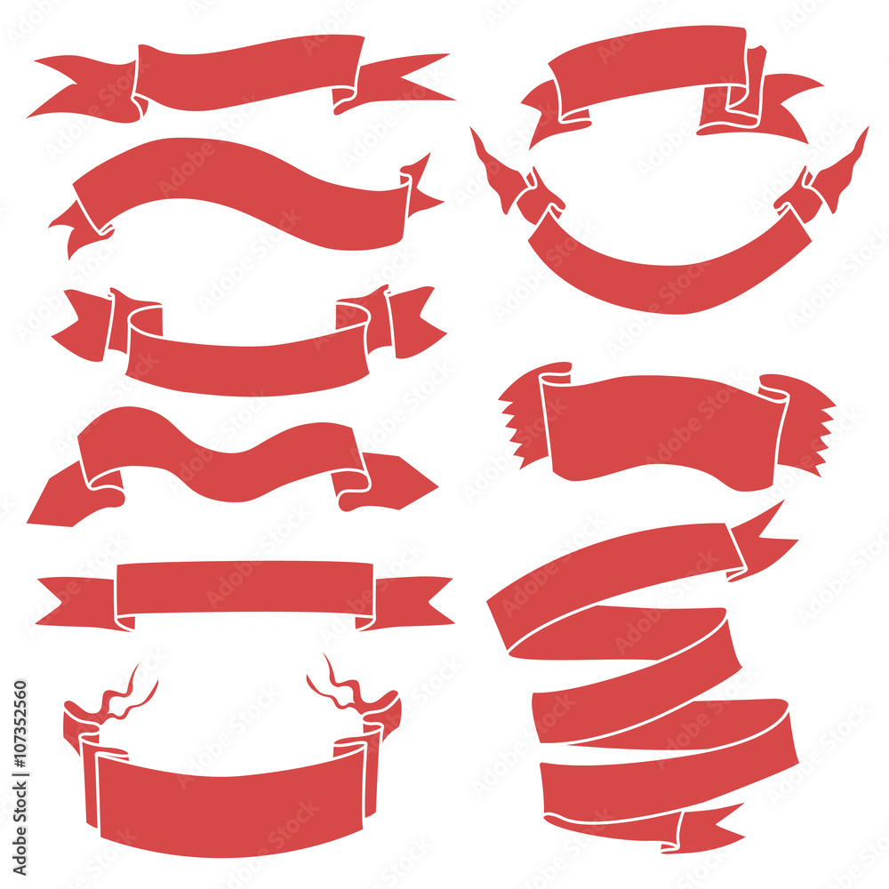 Vector Set of Red Ribbons for Your Text