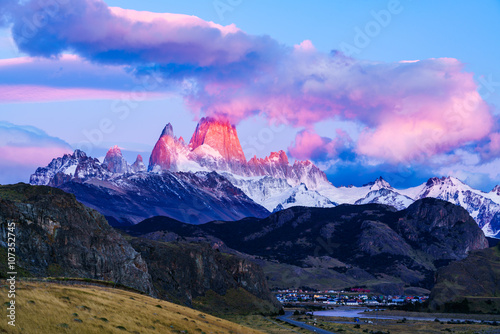 Mount Fitz Roy and El Chalten Village photo