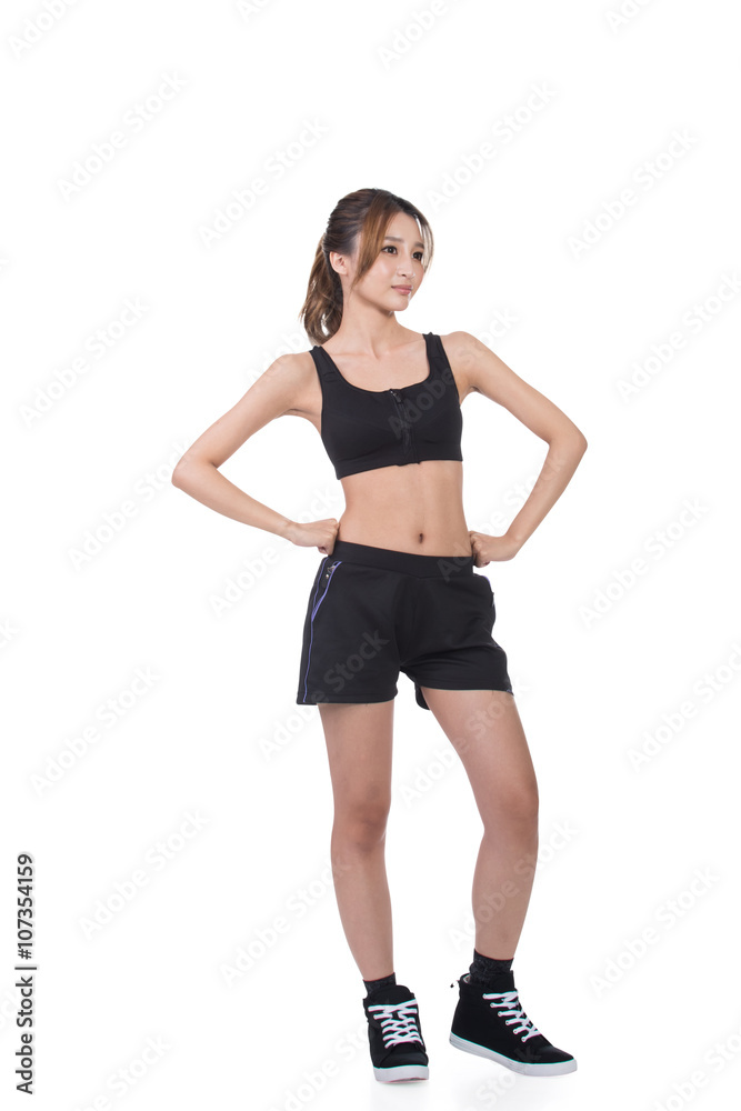 Cheerful sport girl of Asian Cheerful sport girl of Asian