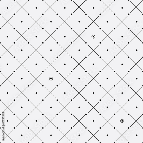 Vector monochrome minimalistic pattern. Modern stylish texture. Repeating geometric tiles rounds, dots, diagonal stripes, strokes