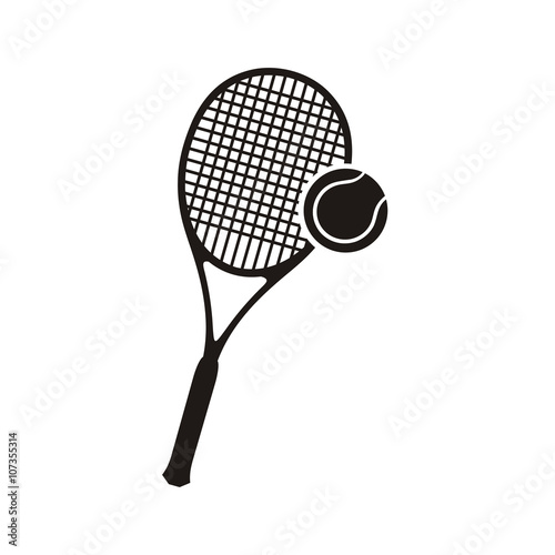 Tennis Racket and Ball Monochrome Icon