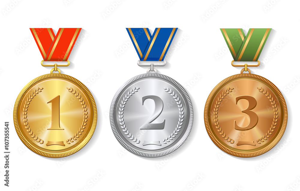 Vector Award gold, silver and bronze Medals Set isolated Vector Award gold, silver and bronze Medals Set isolated