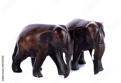 Elephants wooden on white background