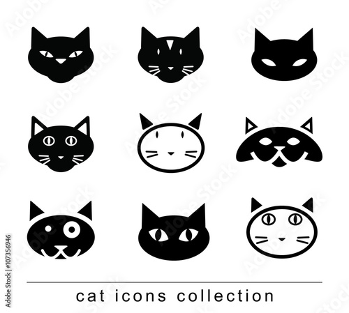 Collection of cat icons  illustration