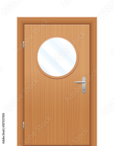 Door with circular viewing window. Isolated vector illustration over white background.