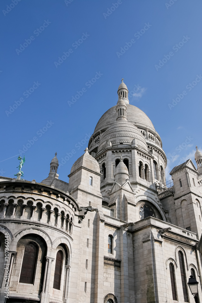 Architectural details of  Sacre Coeur cathedral in Paris France