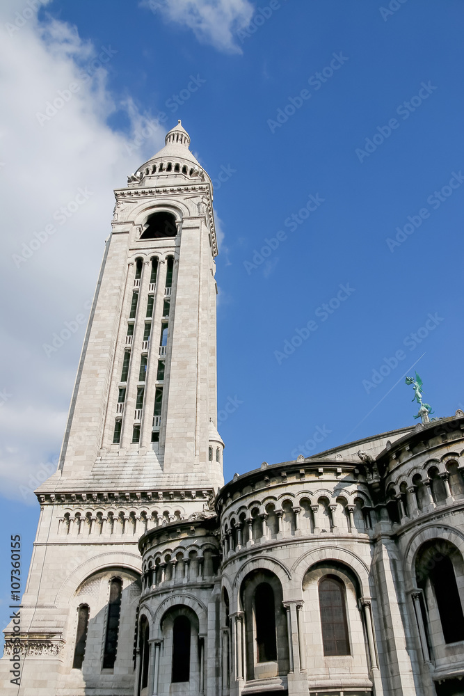Architectural details of  Sacre Coeur cathedral in Paris France