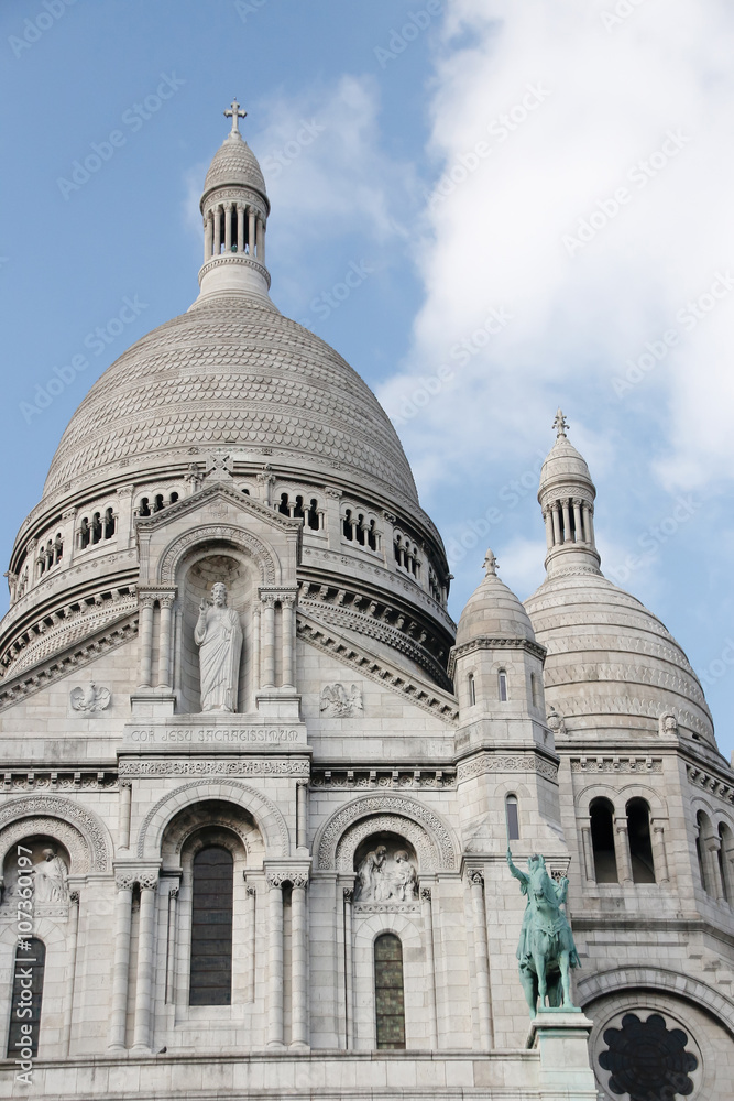 Architectural details of  Sacre Coeur cathedral in Paris France