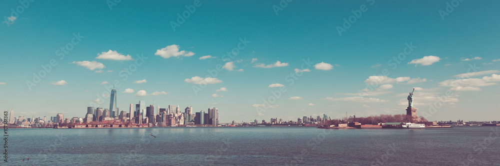Manhattan Brooklyn and the Statue of Liberty from Liberty State