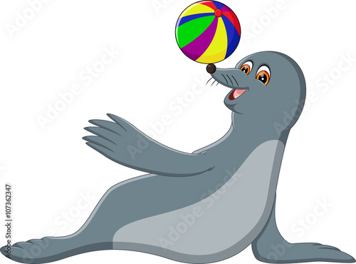 Illustration of Circus seal playing a ball