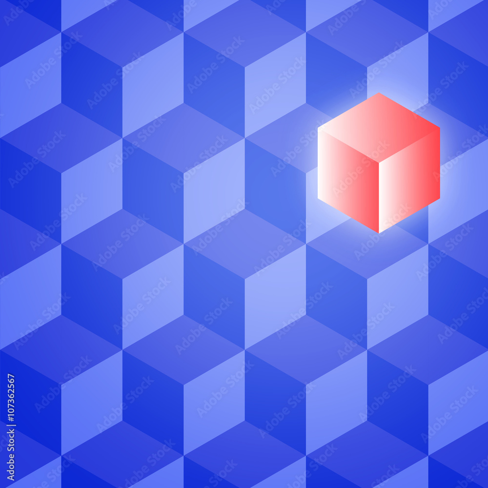 Abstract cubes background with one cube different colored Abstract cubes background with one cube different colored